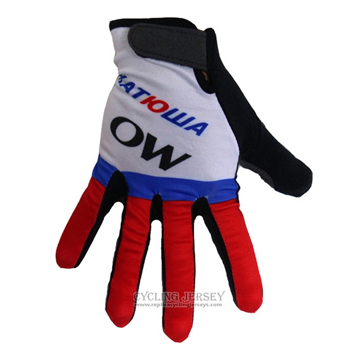2020 Katusha Full Finger Gloves Cycling White Red